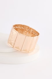 Gold Tone Panel Stretch Bracelet - Image 5 of 5