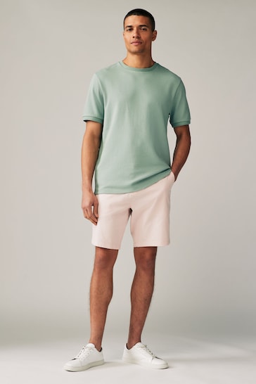 Light Pink Straight Fit Stretch Chinos Shorts