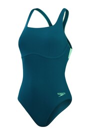 Speedo Womens Blue Flex Band Swimsuit with Integrated Swim Bra - Image 7 of 11