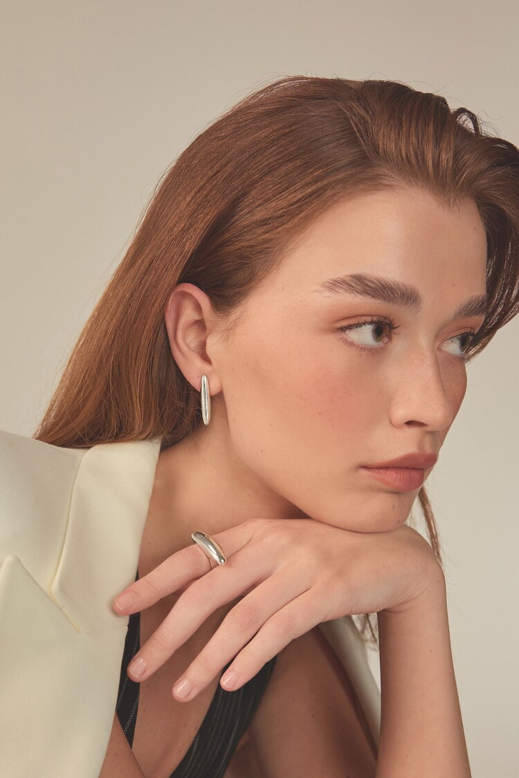 Buy Silver Tone Bar Stud Earrings Made With Recycled Zinc from the Next