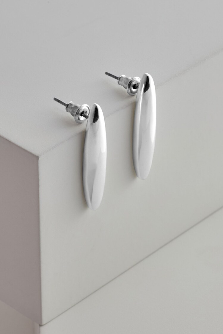 Buy Silver Tone Bar Stud Earrings Made With Recycled Zinc from the Next