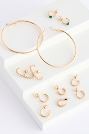 Золотистий - Mixed Hoop and Cuff Earrings Pack - Image 3 of 3