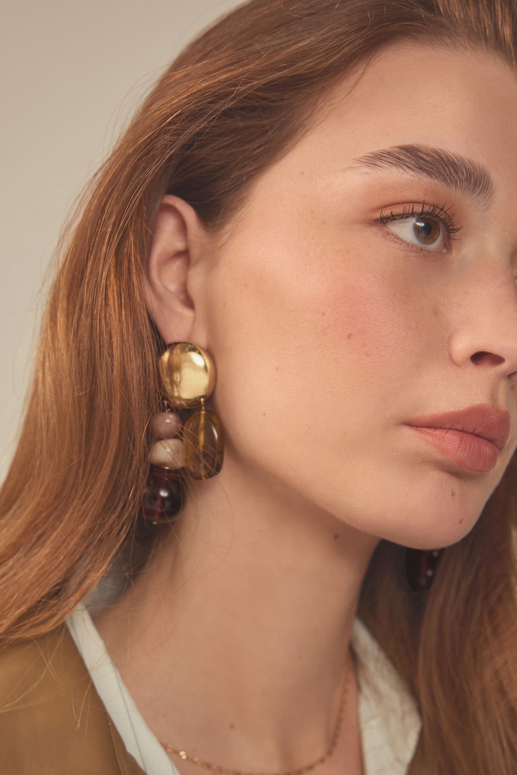 Amber Orange Chunky Resin Drop Earrings