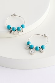 Turquoise Blue Beaded Charm Hoop Earrings Made With Recycled Zinc - Image 3 of 3