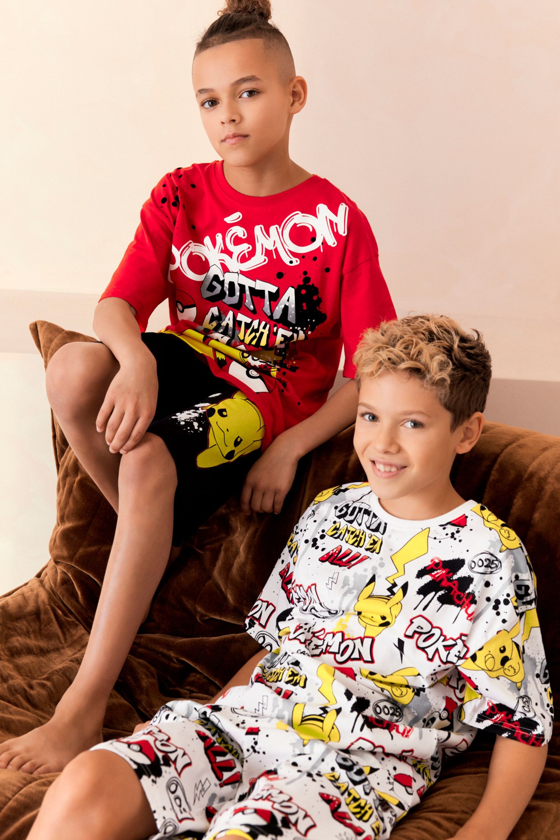 Pokémon Red/Black/White Short Pyjamas 2 Pack (3-14yrs) - Image 2 of 9