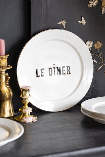 Rockett St George White Parisian Bistro Set of 4 Dinner Plates