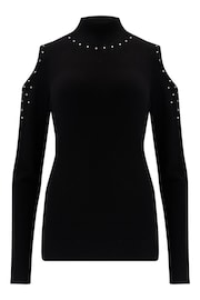 Pour Moi Black Scarlett Hot Fix Cut Out Fine Knit Jumper - Image 3 of 4