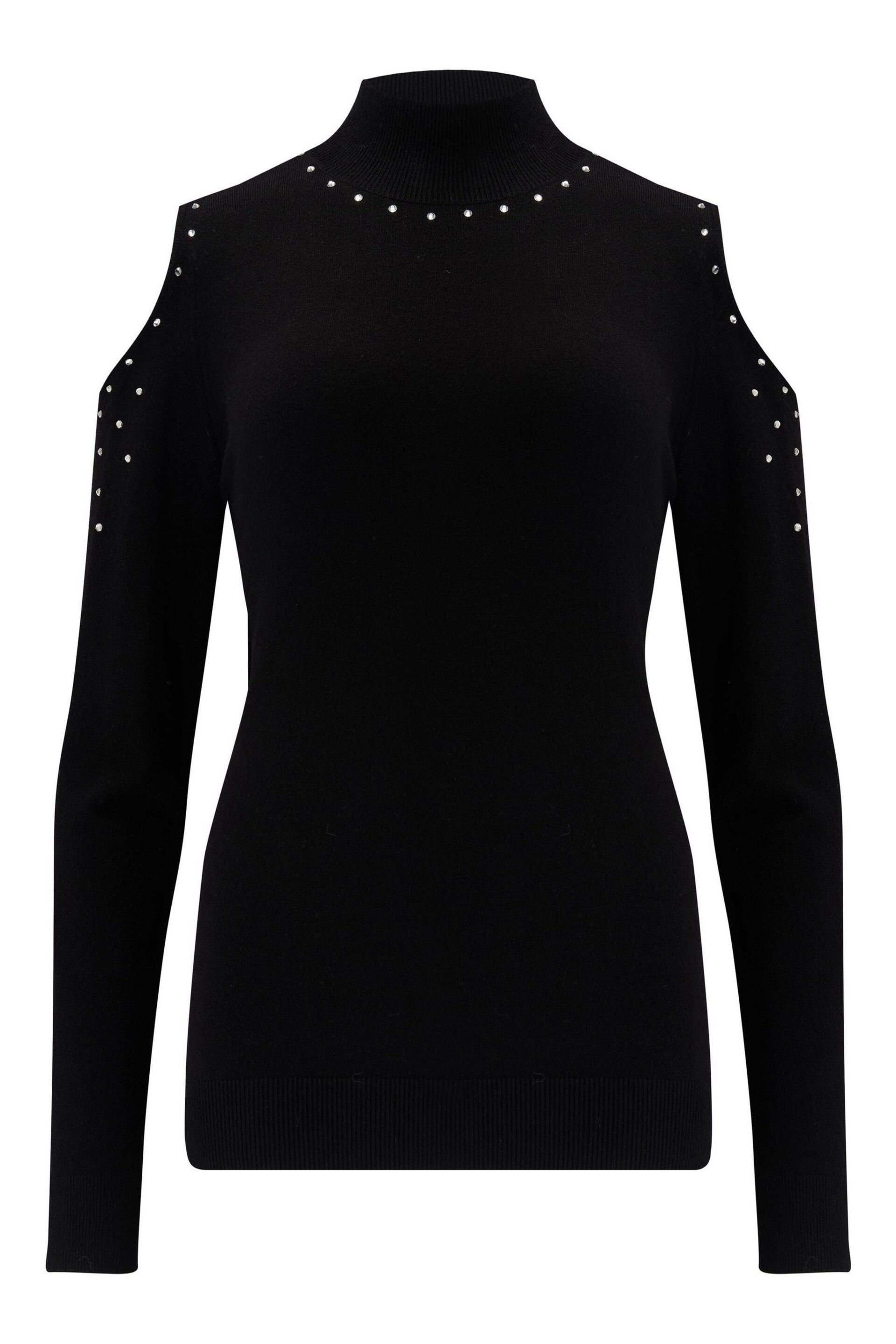 Pour Moi Black Scarlett Hot Fix Cut Out Fine Knit Jumper - Image 3 of 4