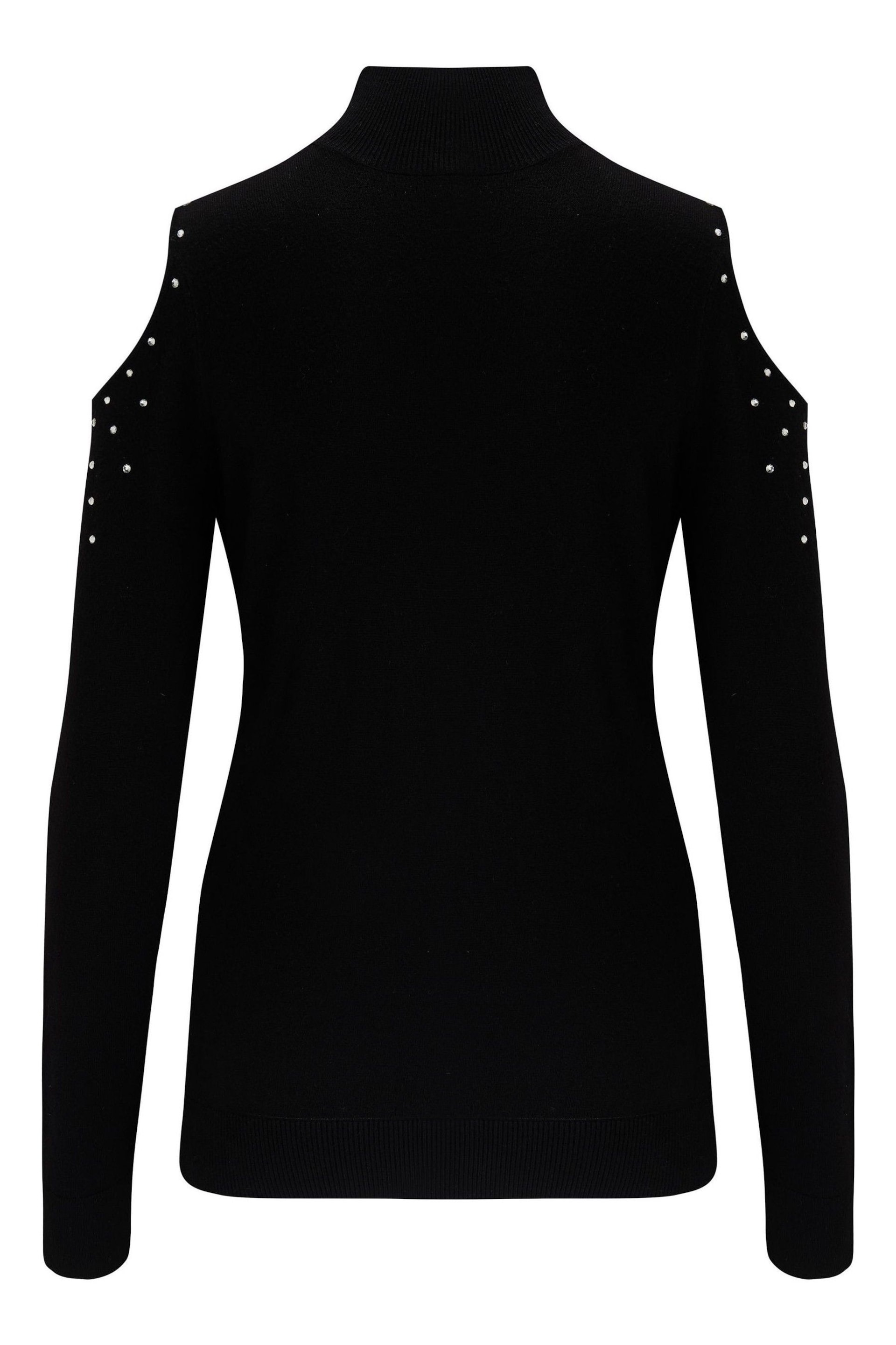 Pour Moi Black Scarlett Hot Fix Cut Out Fine Knit Jumper - Image 4 of 4