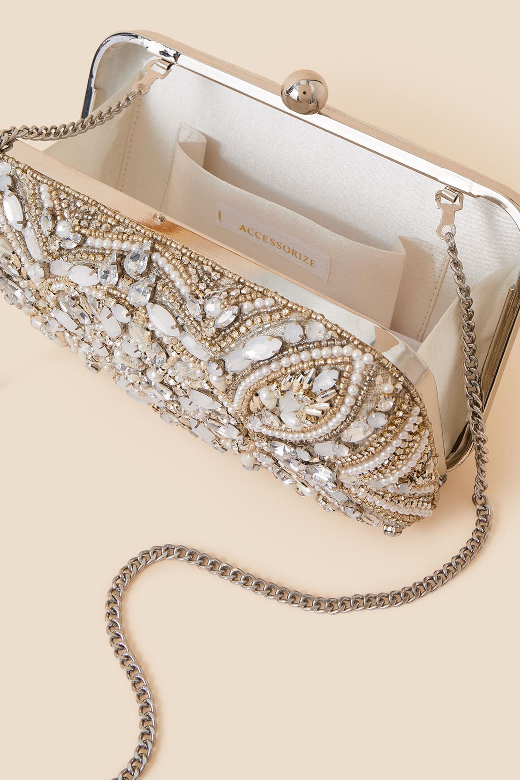 Silver hard case clutch bag shop