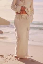 Natural Column Midi Skirt with Linen - Image 2 of 6