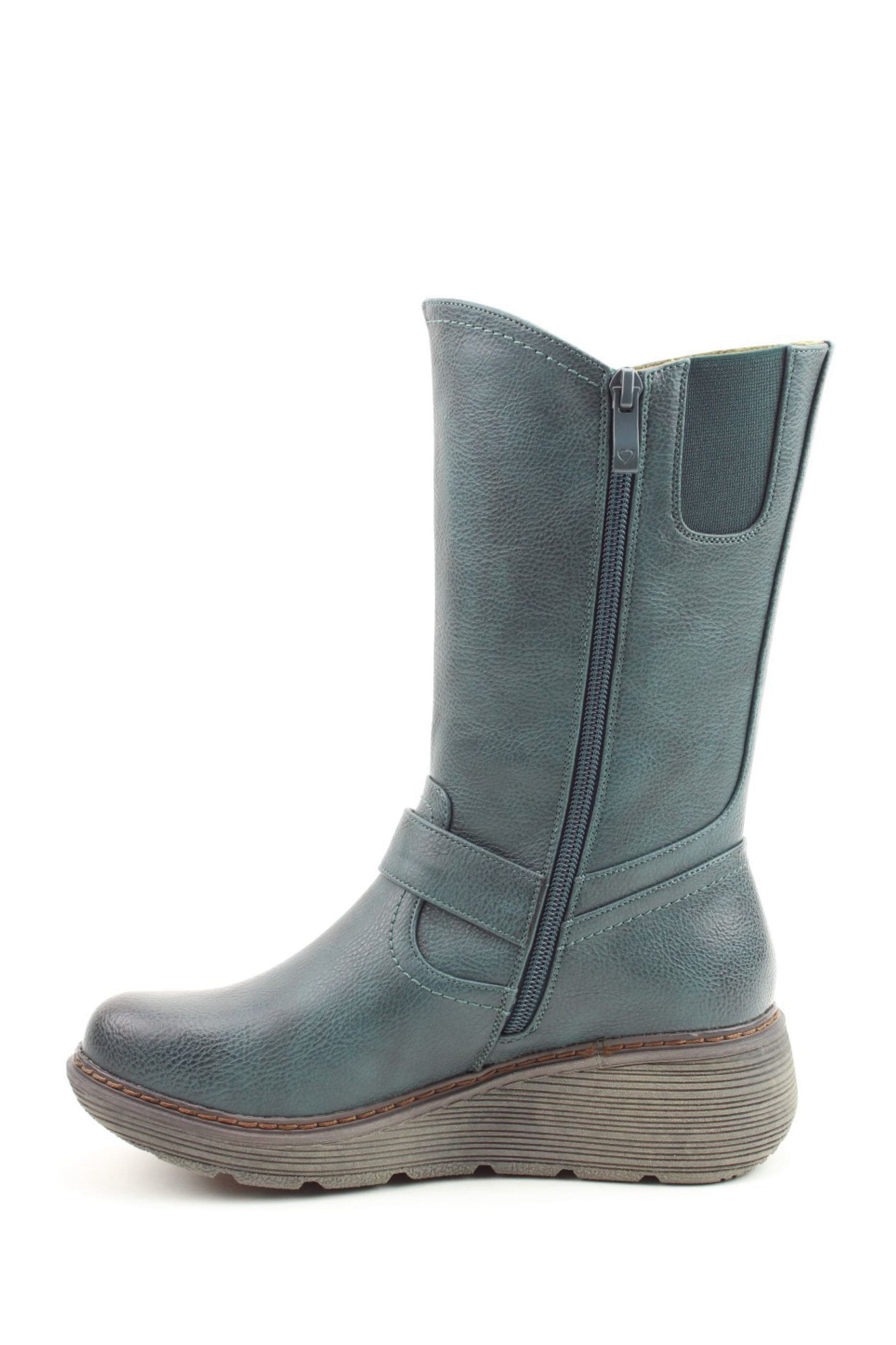 Buy Heavenly Feet Ladies Blue Vegan Friendly Mid Boots from the