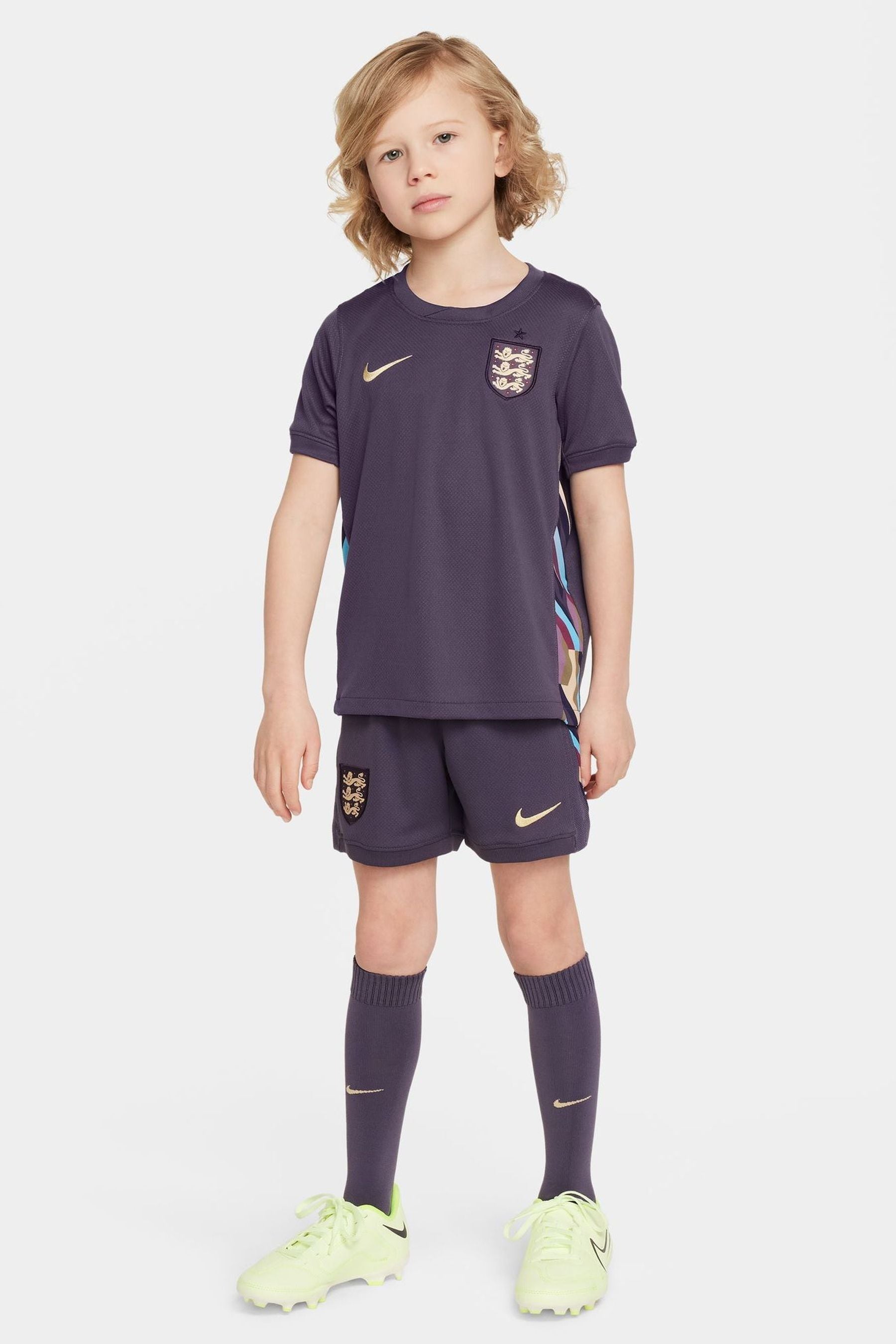 Buy Nike Purple Dri FIT England Away Little Kids 3 Piece Football Kit from the Next UK online shop