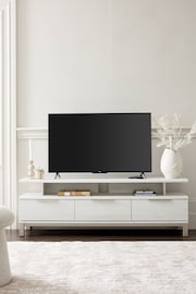 White Bronx Up to 65 inch, Floating Top Oak Effect TV Unit - Image 1 of 9