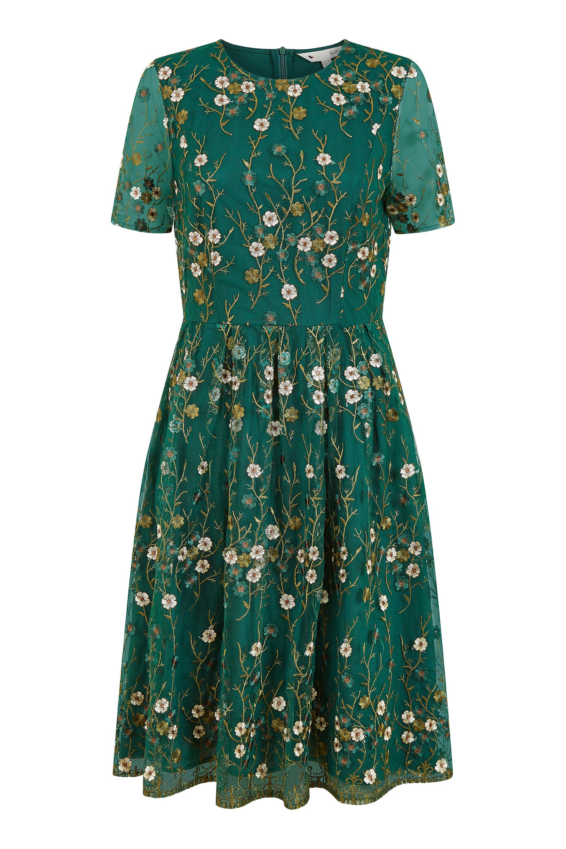 Embroidered floral mesh dress online