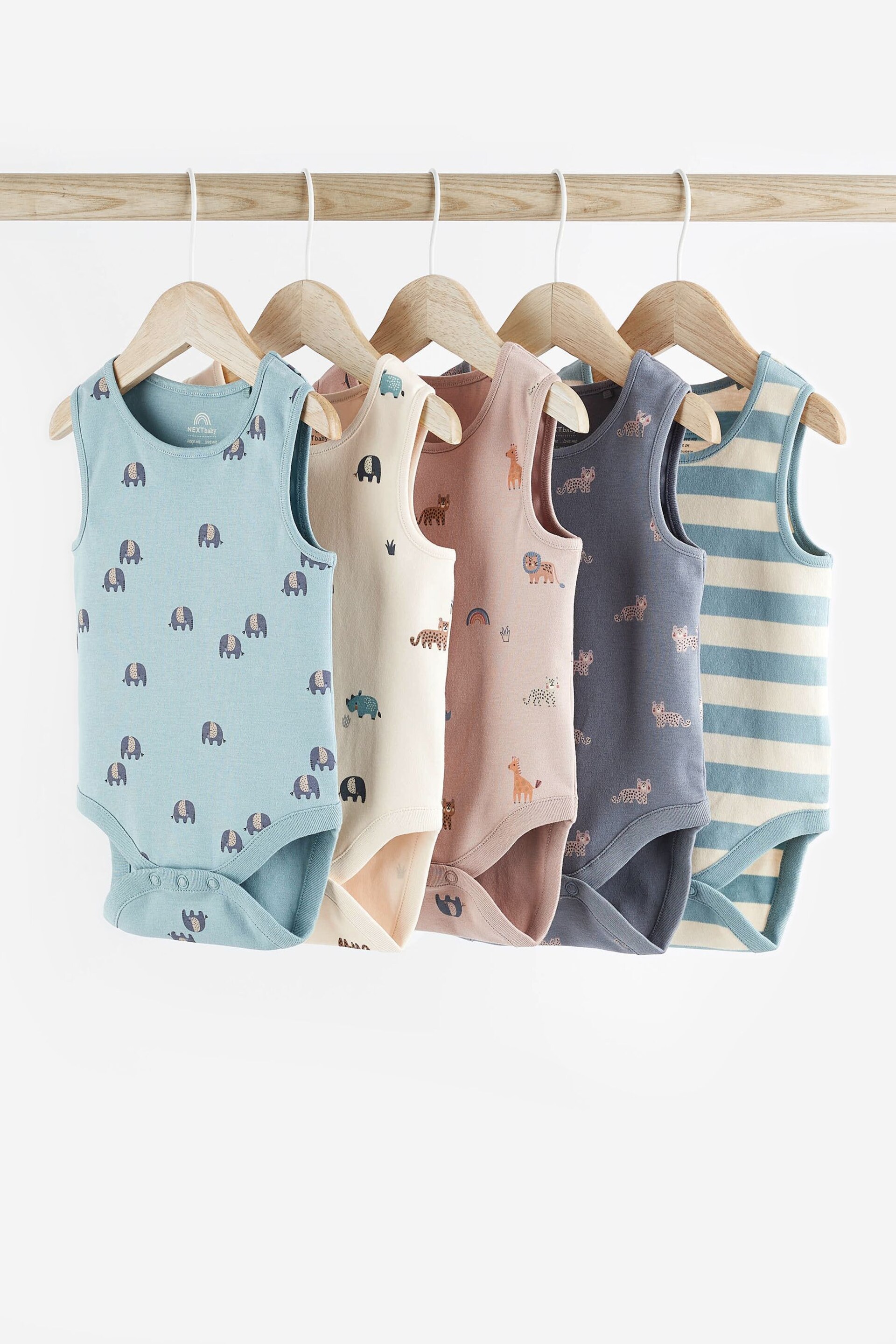 Teal Blue Baby Bodysuits 5 Pack - Image 1 of 6