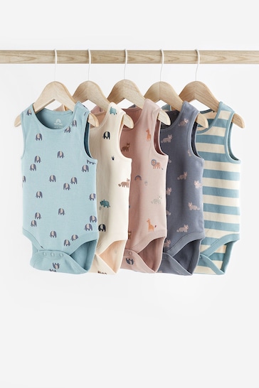 Teal Blue Baby Bodysuits 5 Pack