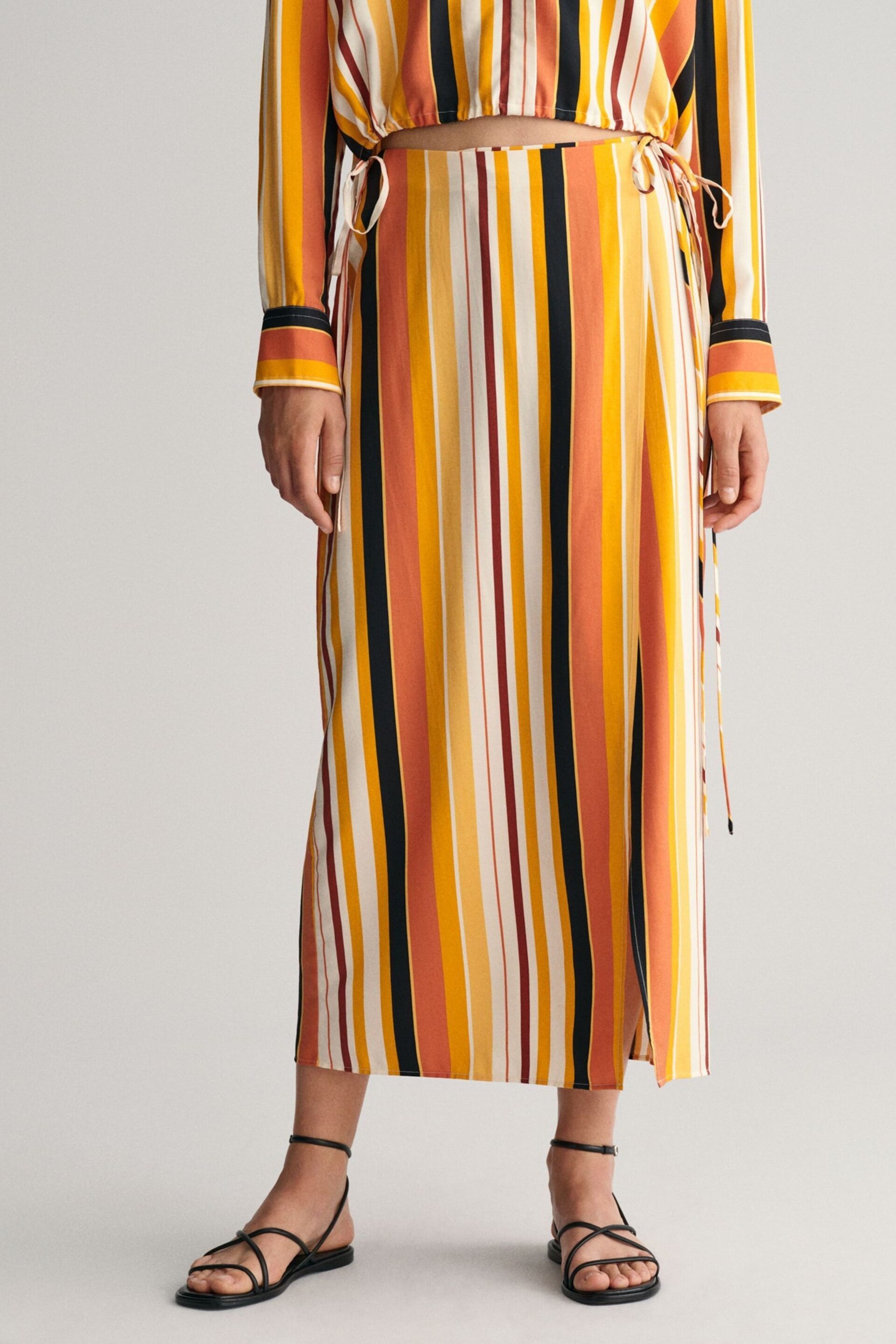 GANT Yellow Striped Wrap Skirt - Image 3 of 6
