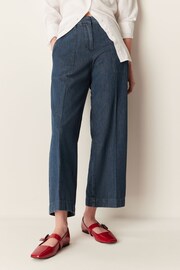 GANT Blue Relaxed Wide Leg Chambray Trousers - Image 1 of 2