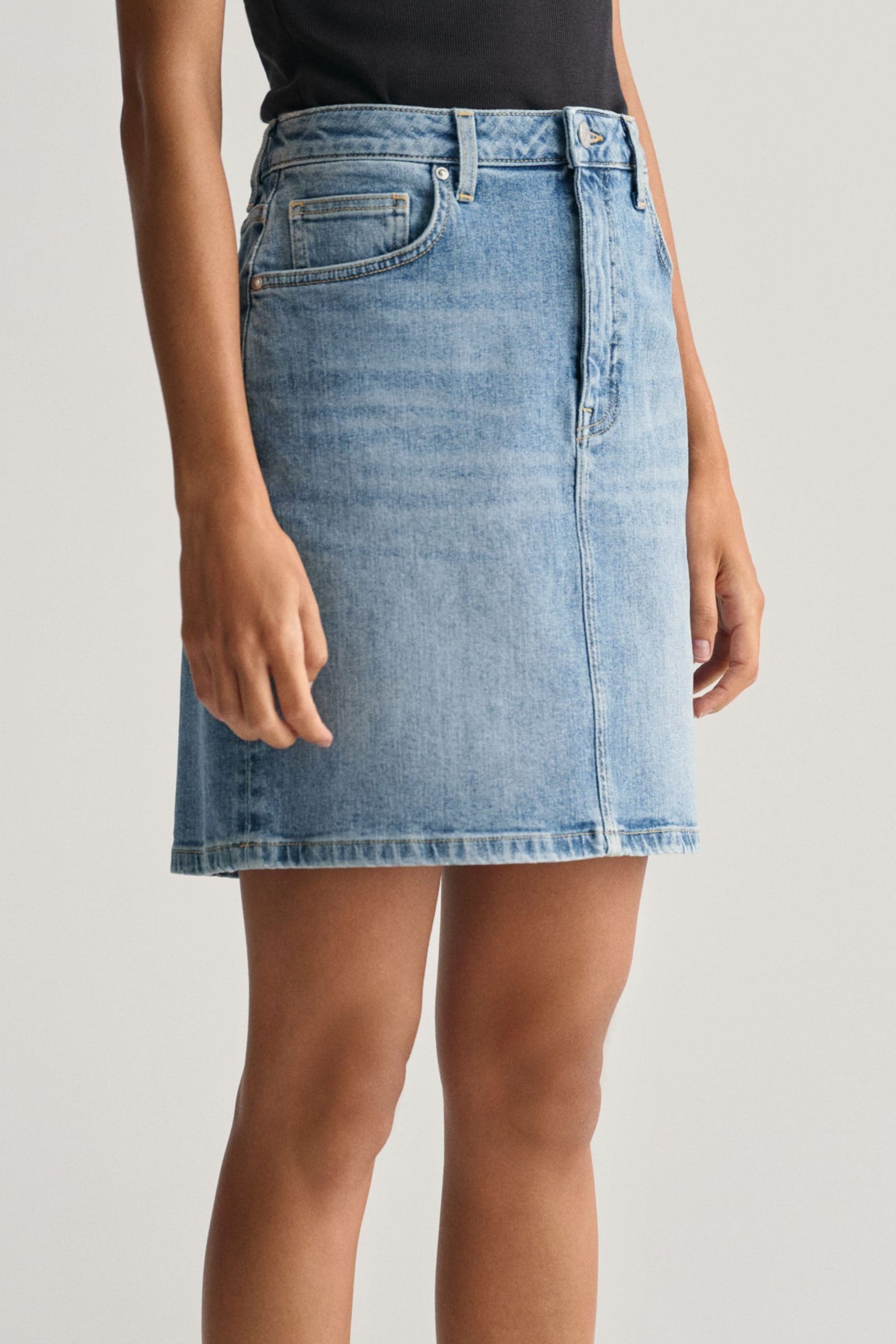 GANT Blue Wash Denim Skirt - Image 5 of 7