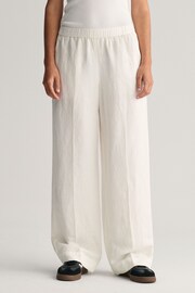 GANT White Relaxed Fit Linen Blend Pull-On Trousers - Image 1 of 6