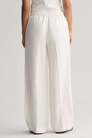 GANT White Relaxed Fit Linen Blend Pull-On Trousers - Image 2 of 6