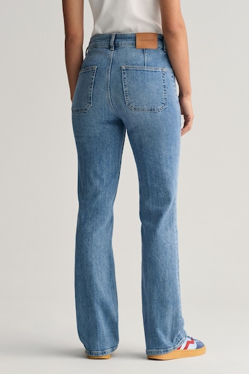 GANT Blue Slim High Waist Flared Jeans