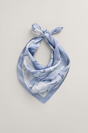 GANT Blue Magnolia Print Silk Scarf - Image 2 of 4