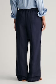 GANT Blue Relaxed Fit Linen Blend Pull-On Trousers - Image 2 of 6