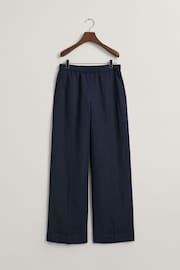 GANT Blue Relaxed Fit Linen Blend Pull-On Trousers - Image 6 of 6