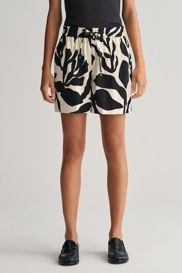 GANT Cream Relaxed Fit Palm Print Fluid Shorts