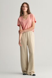 GANT Cream Relaxed Fit Linen Blend Pull-On Trousers - Image 1 of 8