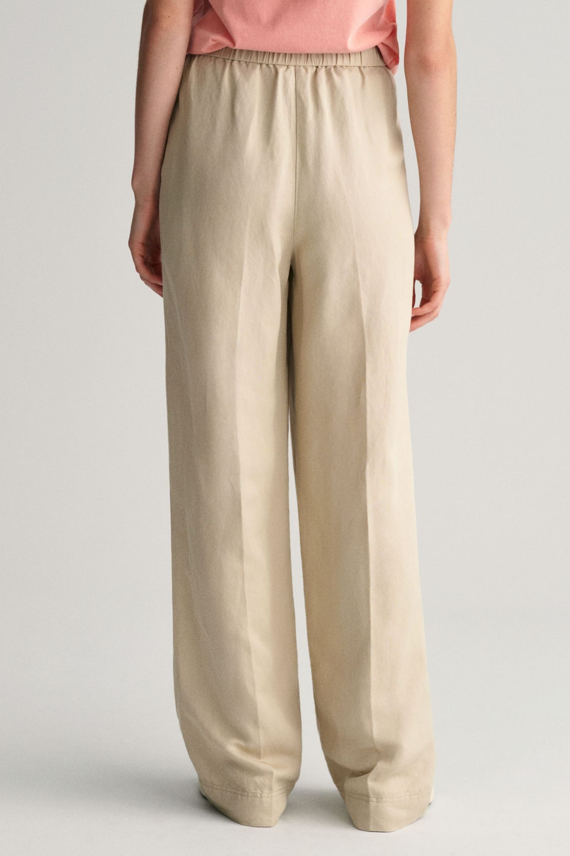 GANT Cream Relaxed Fit Linen Blend Pull-On Trousers - Image 2 of 8
