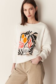 GANT Cream Relaxed Fit Palm Print Sweatshirt - Image 1 of 2