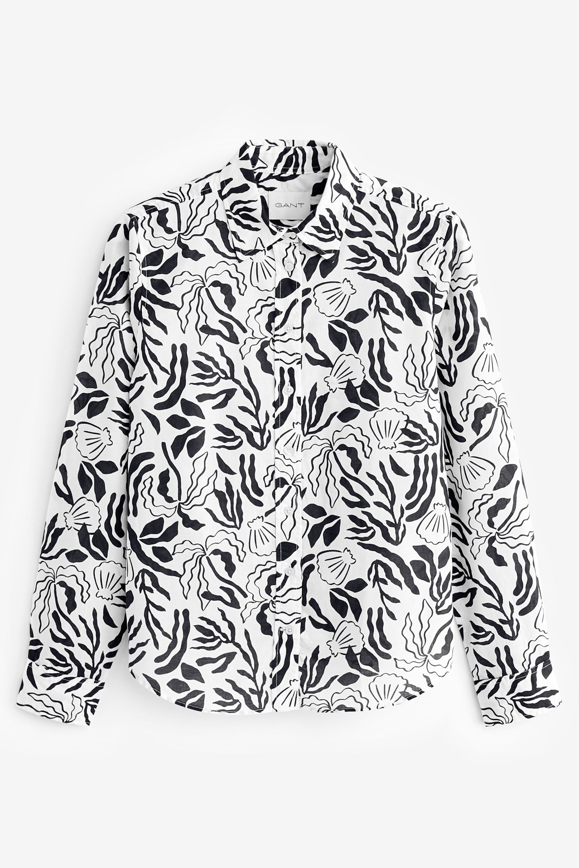 GANT White Regular Fit Palm Print Cotton Voile Shirt - Image 5 of 5