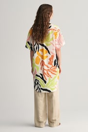 GANT Yellow Palm Print Linen Short Sleeve Kaftan Dress - Image 2 of 6
