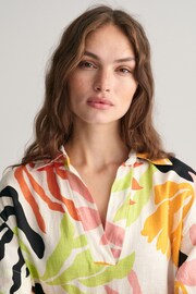 GANT Yellow Palm Print Linen Short Sleeve Kaftan Dress - Image 3 of 6