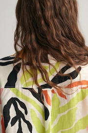 GANT Yellow Palm Print Linen Short Sleeve Kaftan Dress - Image 4 of 6