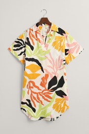 GANT Yellow Palm Print Linen Short Sleeve Kaftan Dress - Image 6 of 6