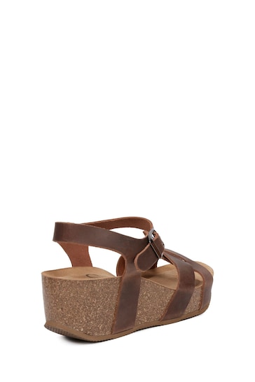 Celtic & Co. Crossover Brown Wedge Sandals