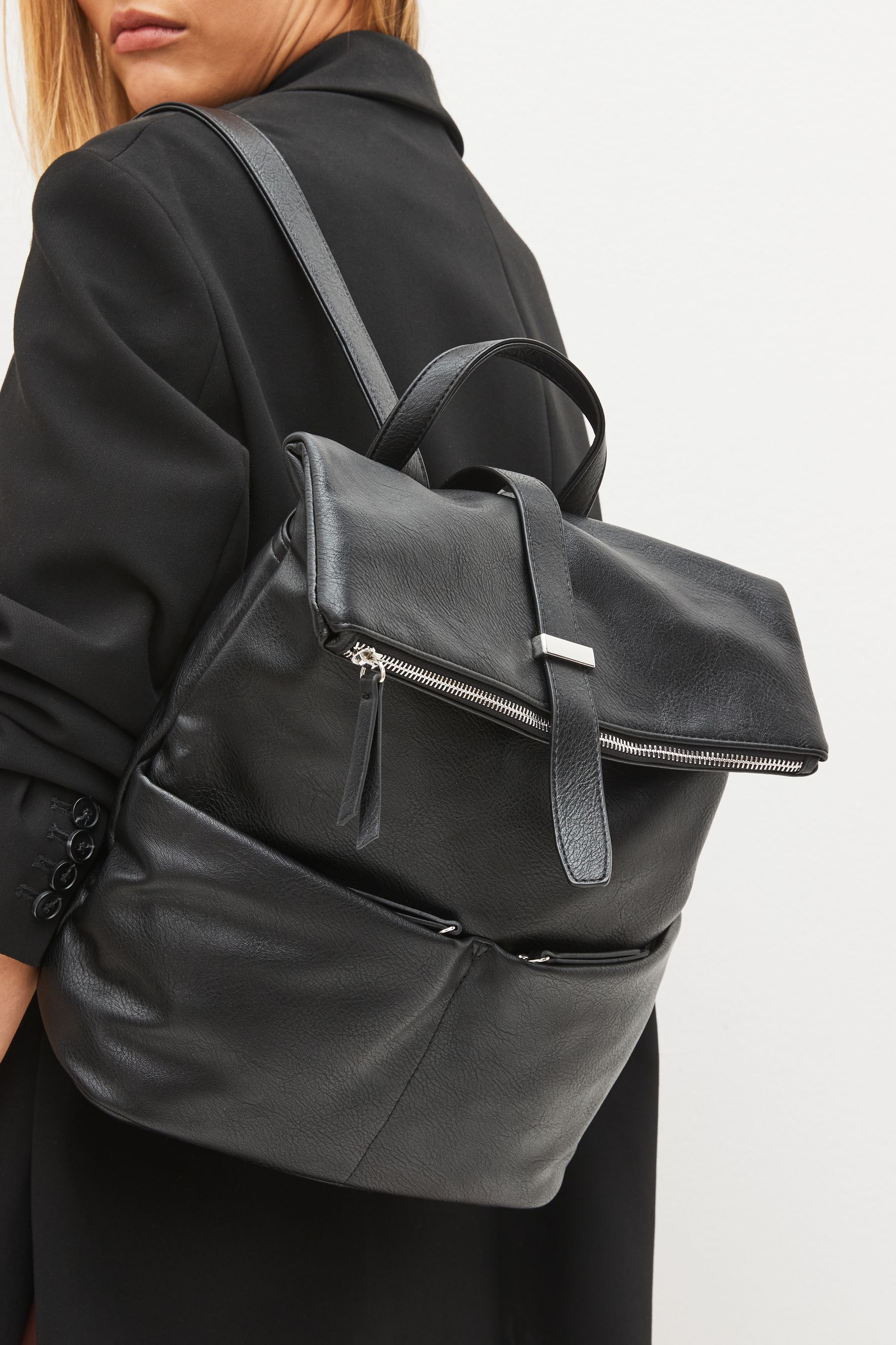 Buy Black Casual Flap Backpack from Next Ireland