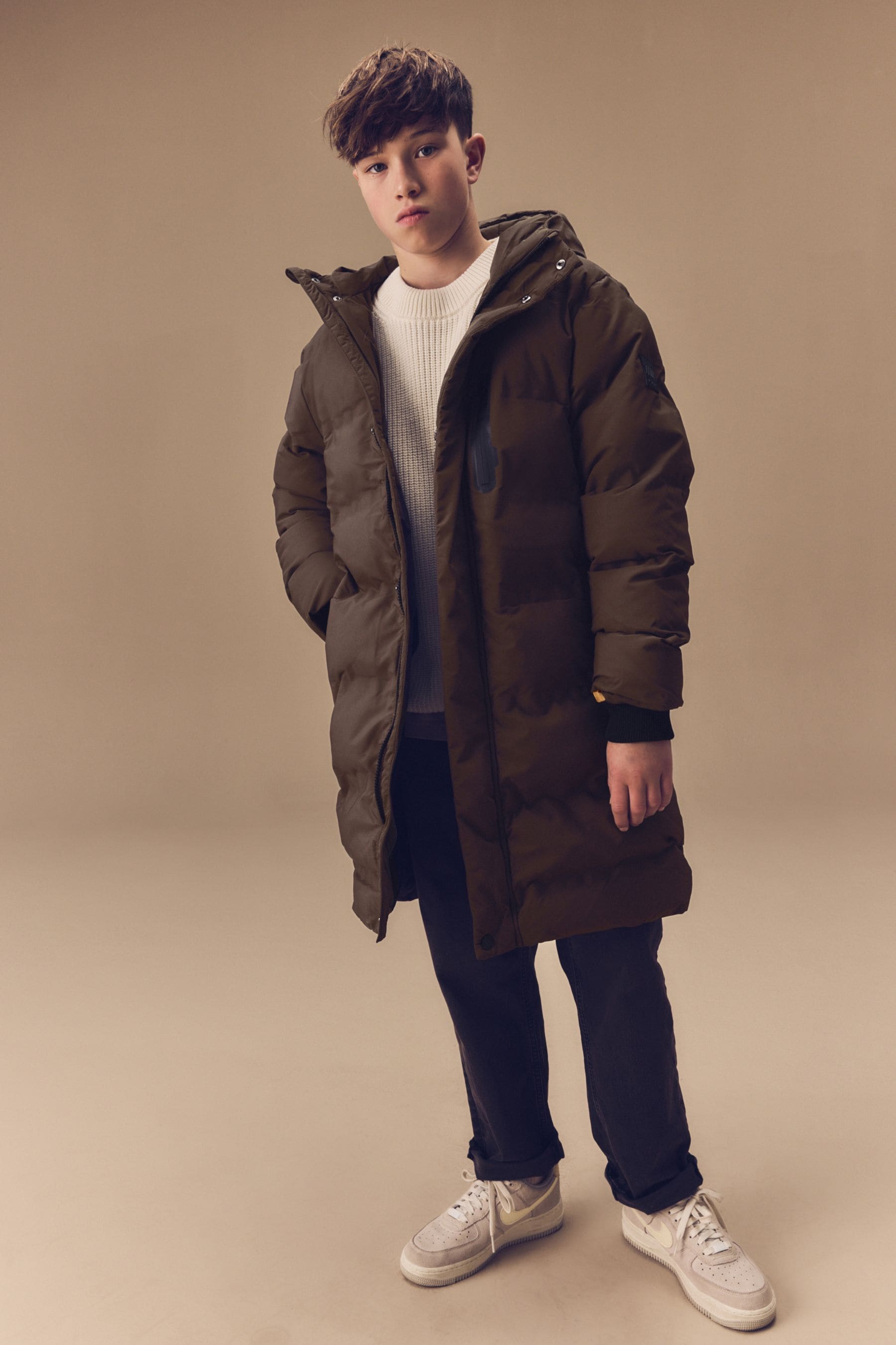 Buy Brown Waterproof Longline Fleece Lined Puffer Coat 3 17yrs from Next Oman
