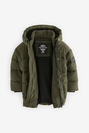 Khaki Green Utility Padded Puffer Coat (3-16yrs)