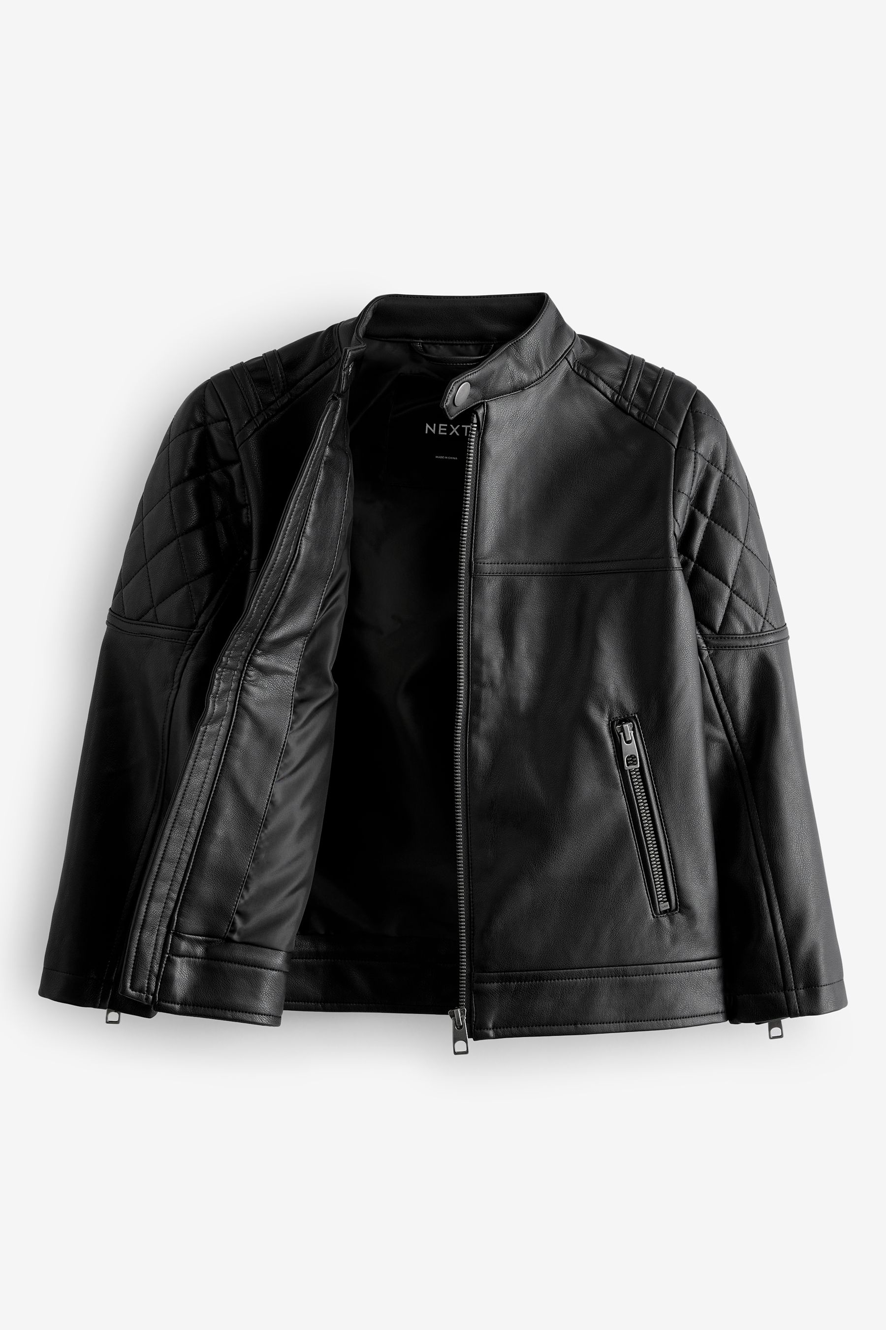 Black Faux Leather Jacket 3 16yrs