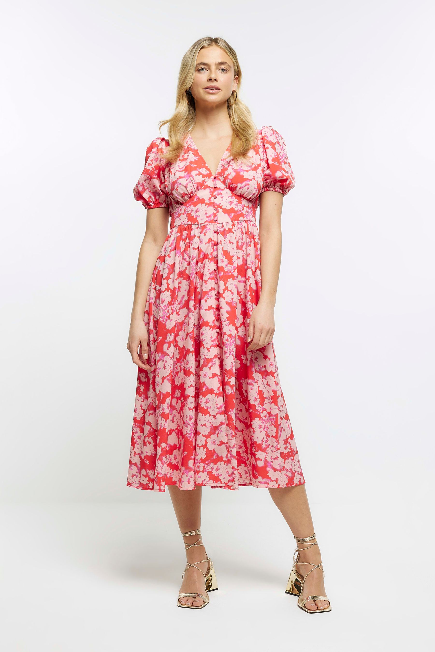 River Island Red Floral Dress