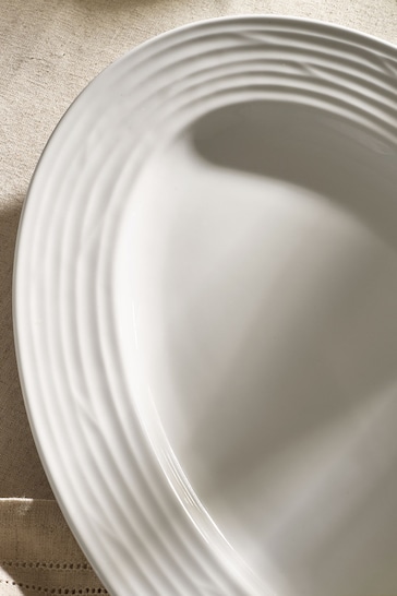 White Malvern Embossed Serving Platter
