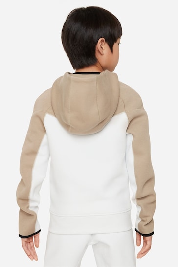 Nike White/Neutral Tech Fleece Zip Through Hoodie