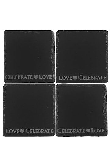 The Just Slate Company Set of 4 Love & Celebrate Coasters