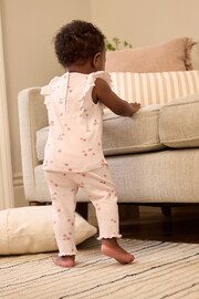 Pink Strawberry Baby Short Sleeve Top And Leggings Set - Image 3 of 12