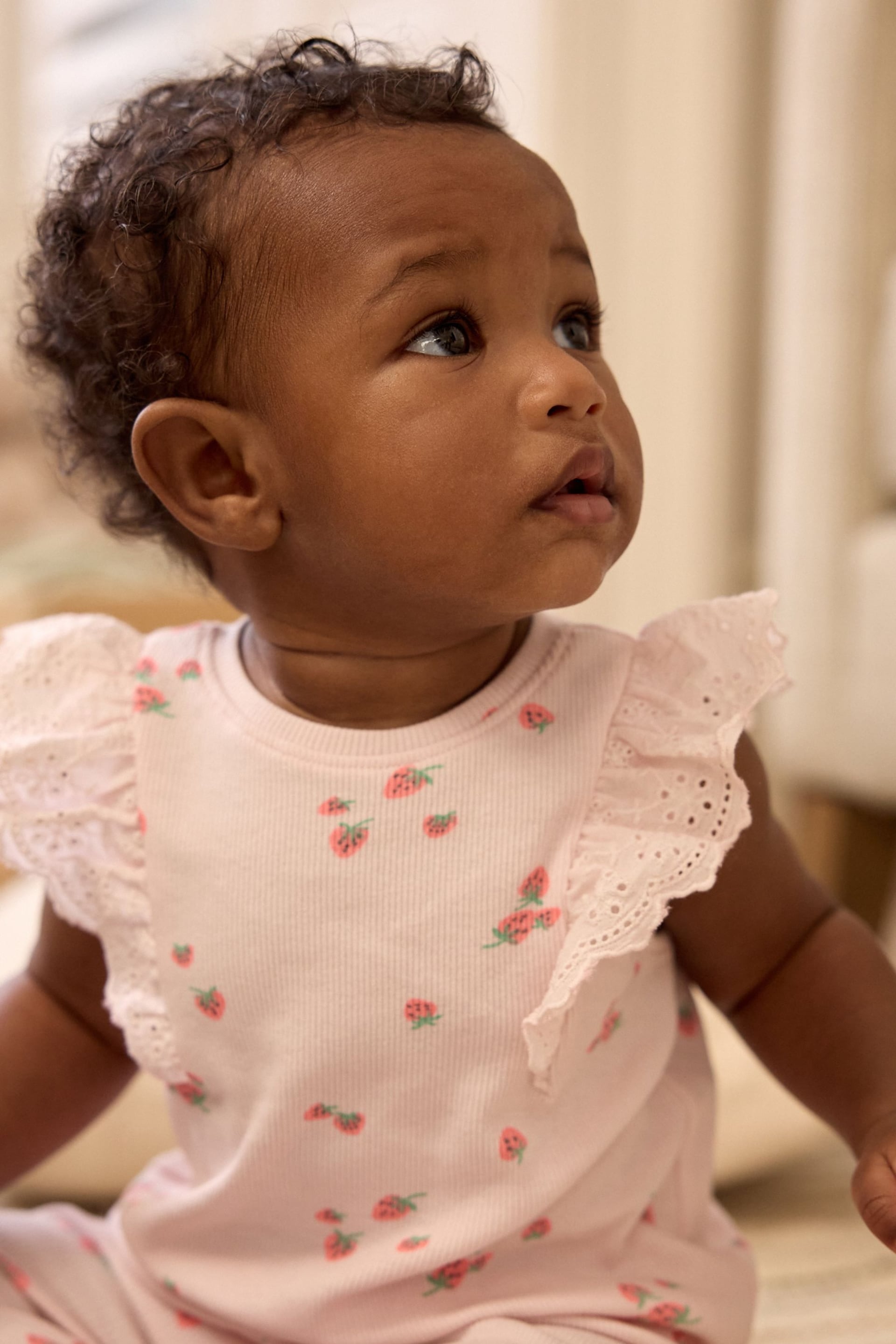 Pink Strawberry Baby Short Sleeve Top And Leggings Set - Image 4 of 12